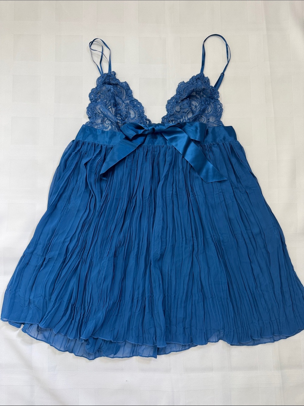 Victoria's Secret Cobalt Blue Lace-Trim Pleated Camisole